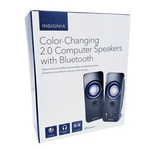Insignia Lighted Color Changing 2.0 Stereo Bluetooth Computer Speakers NS-2810BT